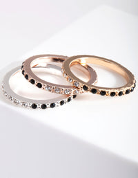 Mixed Metal Half & Half Diamante Stack Ring - link has visual effect only