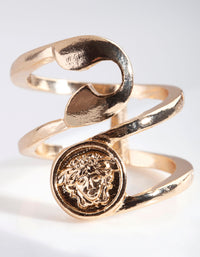 Gold Medusa Safety Pin Ring - link has visual effect only