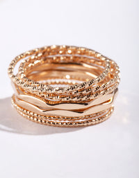 Gold Diamond Cut Ring Stack 8-Pack - link has visual effect only