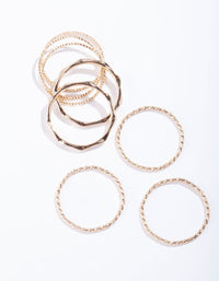 Gold Diamond Cut Ring Stack 8-Pack - link has visual effect only