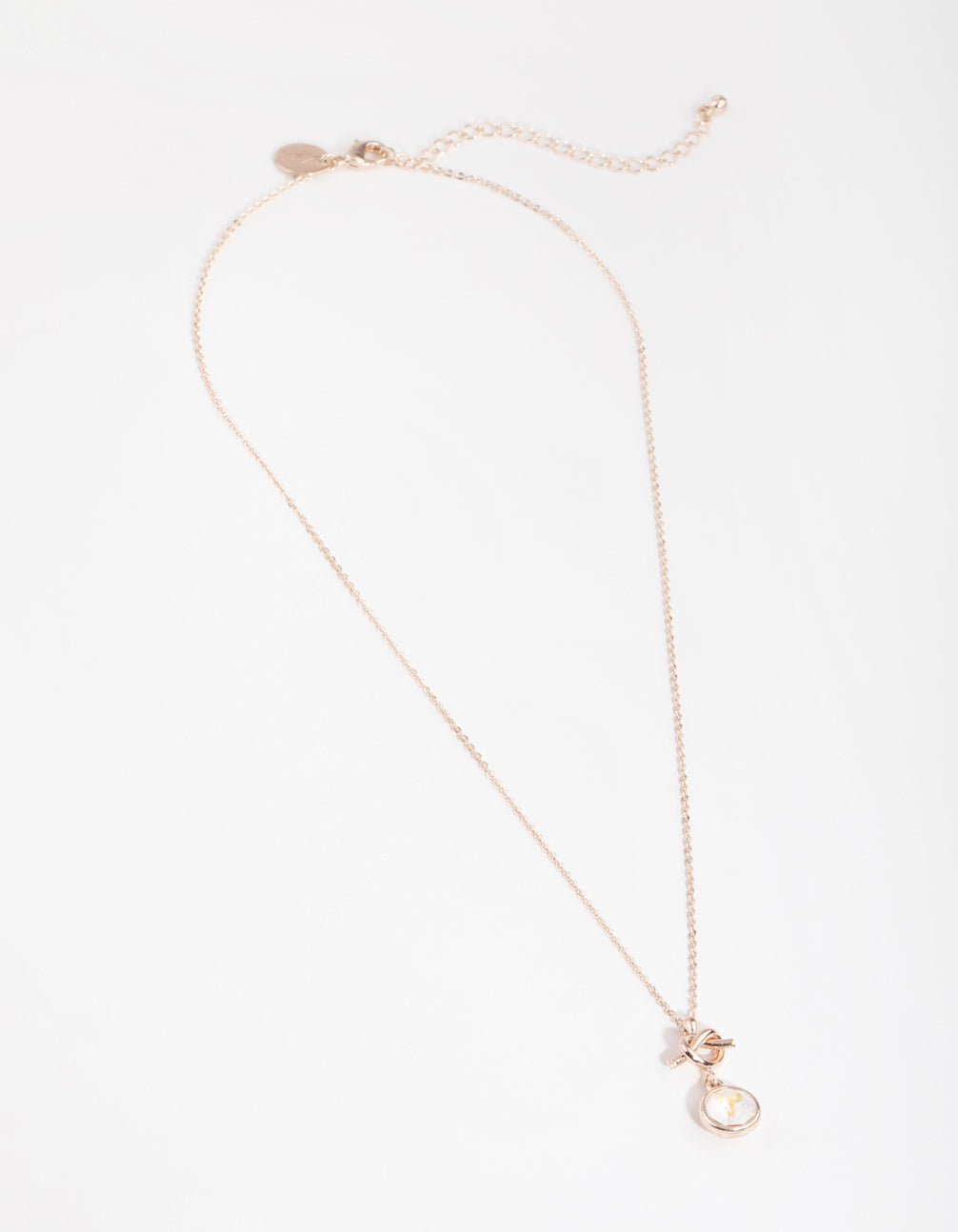 Rose Gold Knotted Circle Drop Necklace