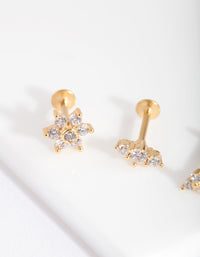 Gold Surgical Steel Flower Flat Back Earring Pack - link has visual effect only