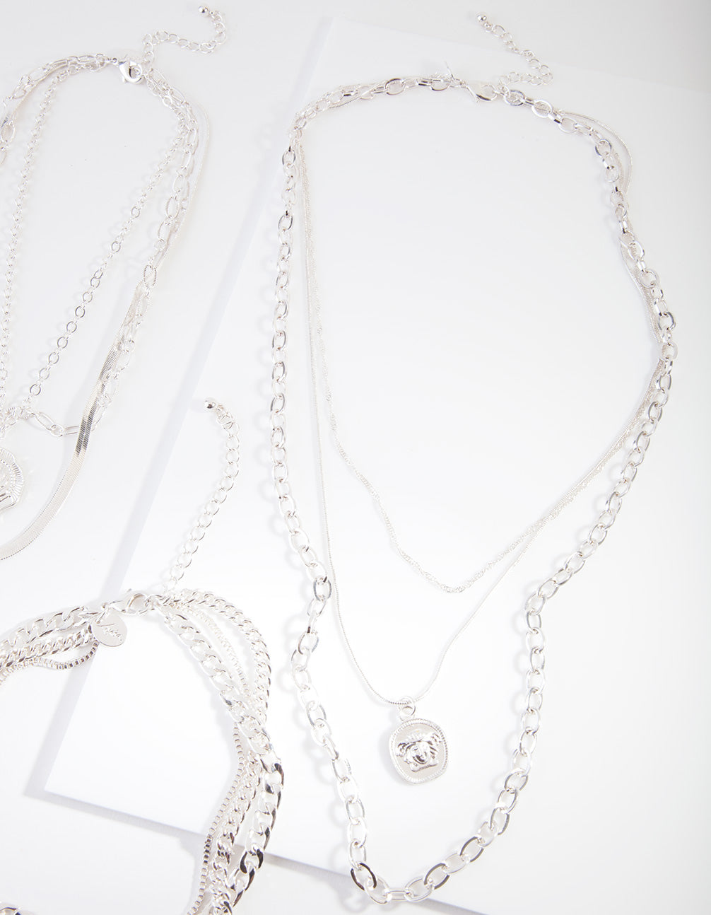 Rhodium Layered Goddess Necklace