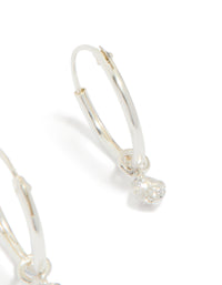 Sterling Silver Diamante Dangle Hoop Earrings - link has visual effect only