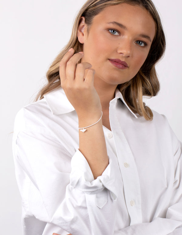 Sterling Silver 3D Bee Stretch Bracelet