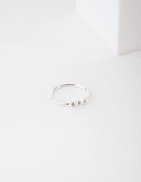 Sterling Silver Triple Diamante Ring - link has visual effect only