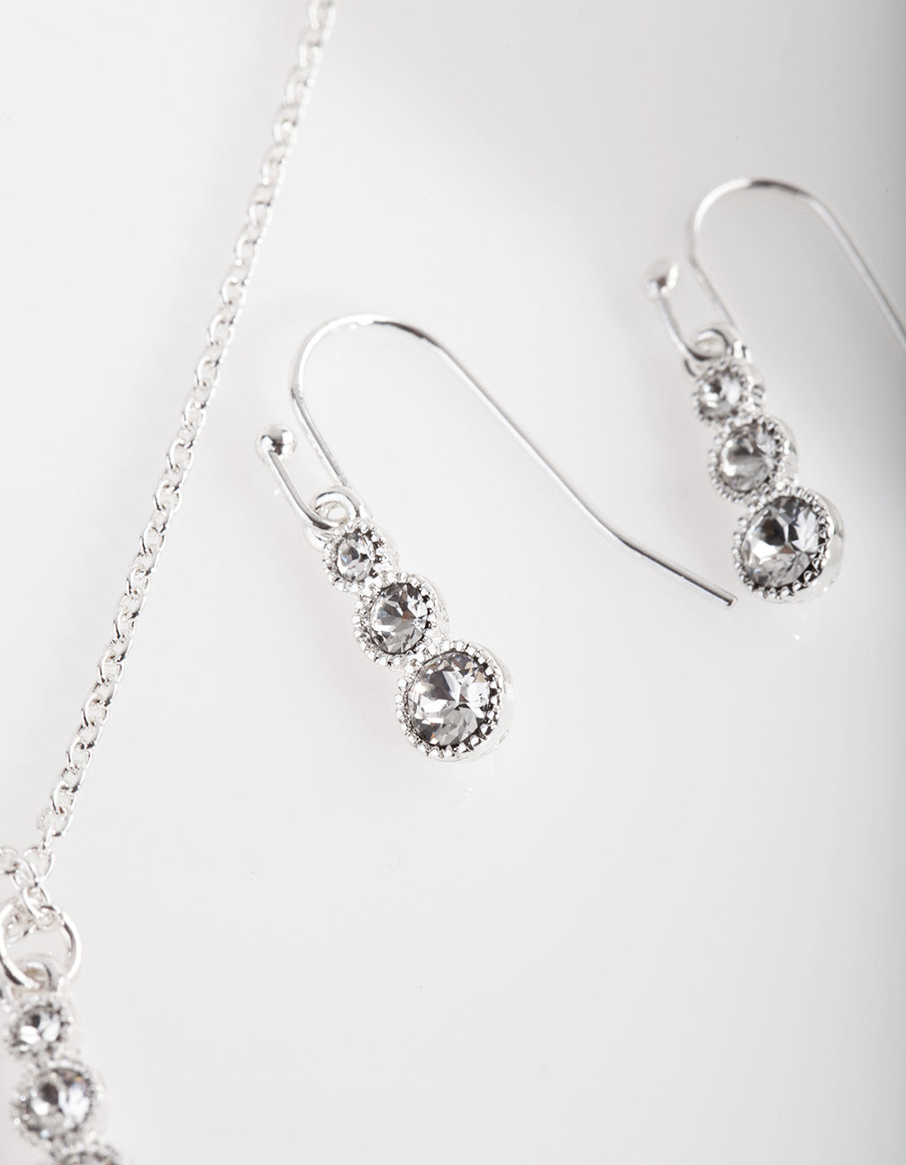 Diamond Simulant Graduating Crystal Necklace & Earrings Set