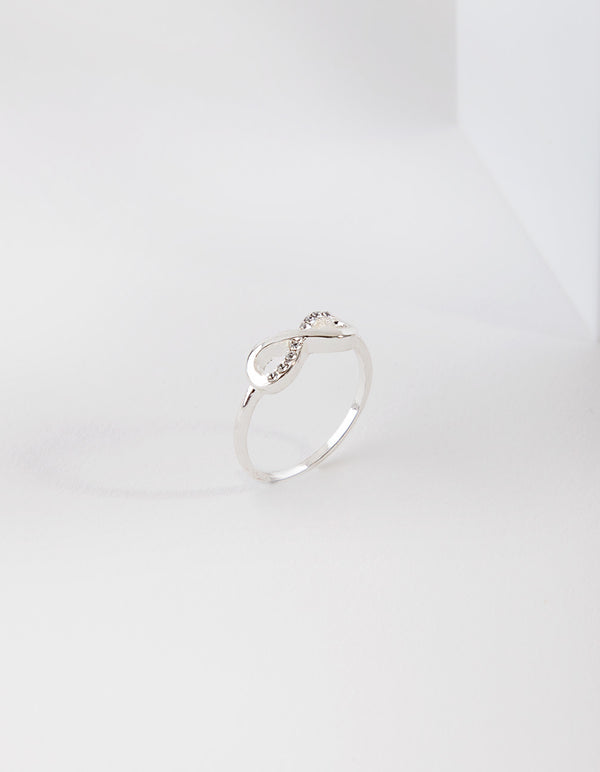 Silver Diamond Simulant Infinity Ring