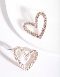 Rose Gold Diamante Heart Earring - link has visual effect only