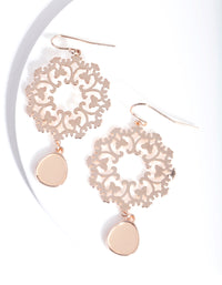Rose Gold Filigree Teardrop Earrings - link has visual effect only