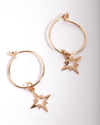 Gold 13mm Star Hoop Earrings - link has visual effect only