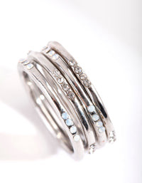 Rhodium Synthetic Opal Crystal Ring 4-Pack - link has visual effect only