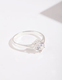 Sterling Silver 6 Claw 5mm Cubic Zirconia Ring - link has visual effect only