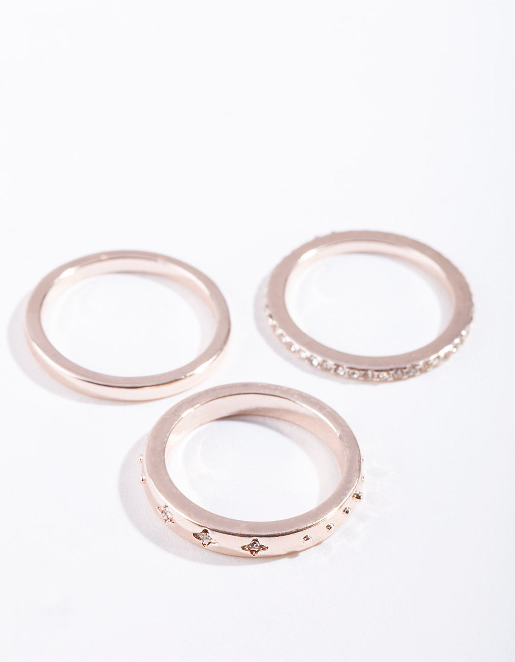 Rose Gold Diamante Star Ring Stack Pack