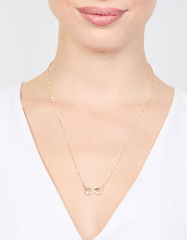 Rose Gold Simple Diamante Infinity Necklace