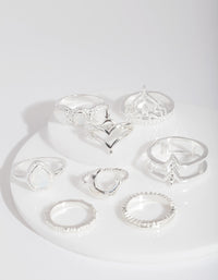 Silver Bohemian Moon Ring 8-Pack - link has visual effect only