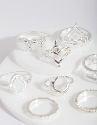 Silver Bohemian Moon Ring 8-Pack - link has visual effect only