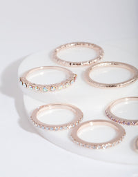 Rose Gold Multi Stone Ring 9-Pack - link has visual effect only