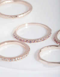 Rose Gold Multi Stone Ring 9-Pack - link has visual effect only