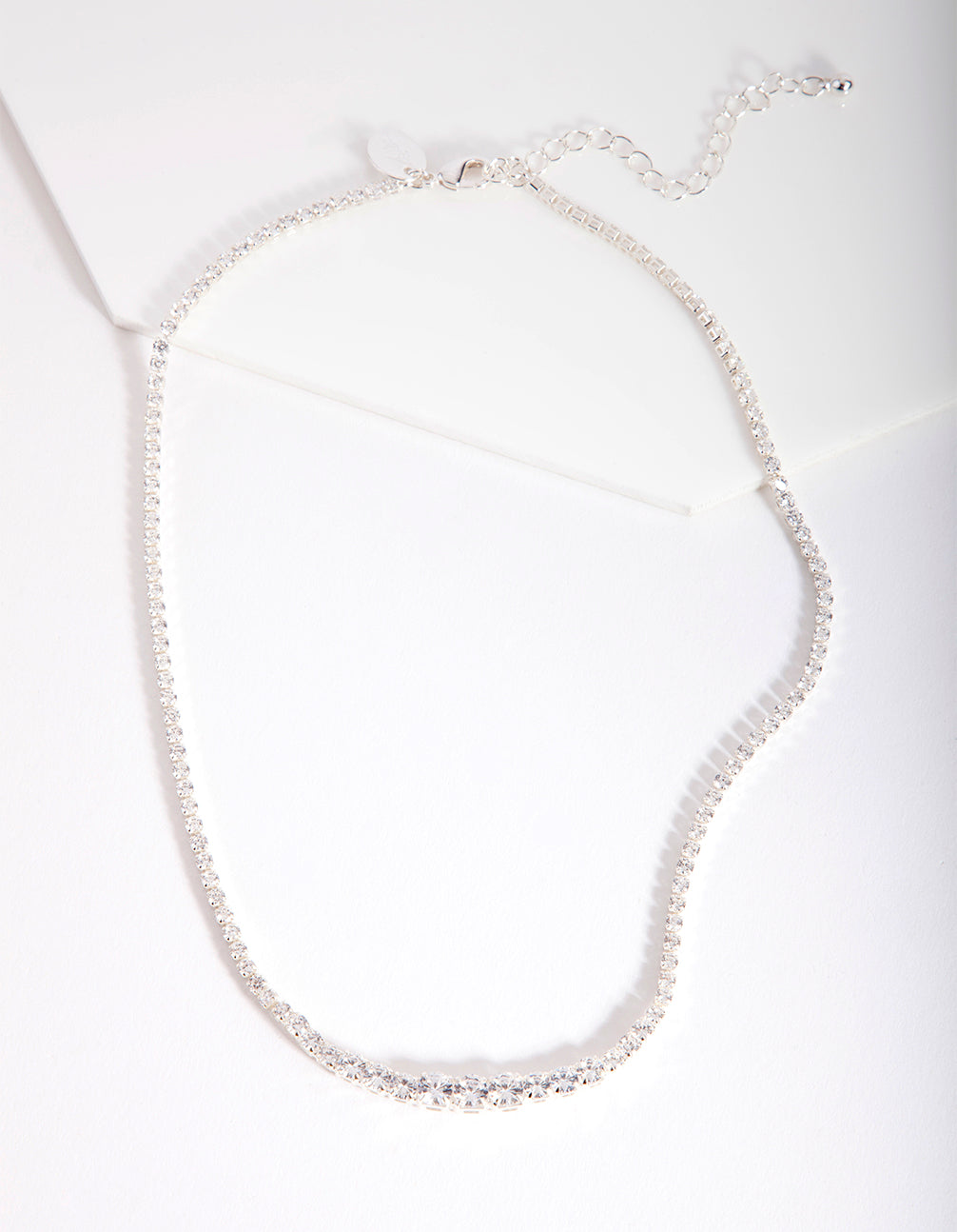 Silver Cubic Zirconia Graduating Diamante Tennis Necklace