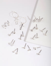 Silver Cross & Moon Earring 12-Pack - link has visual effect only