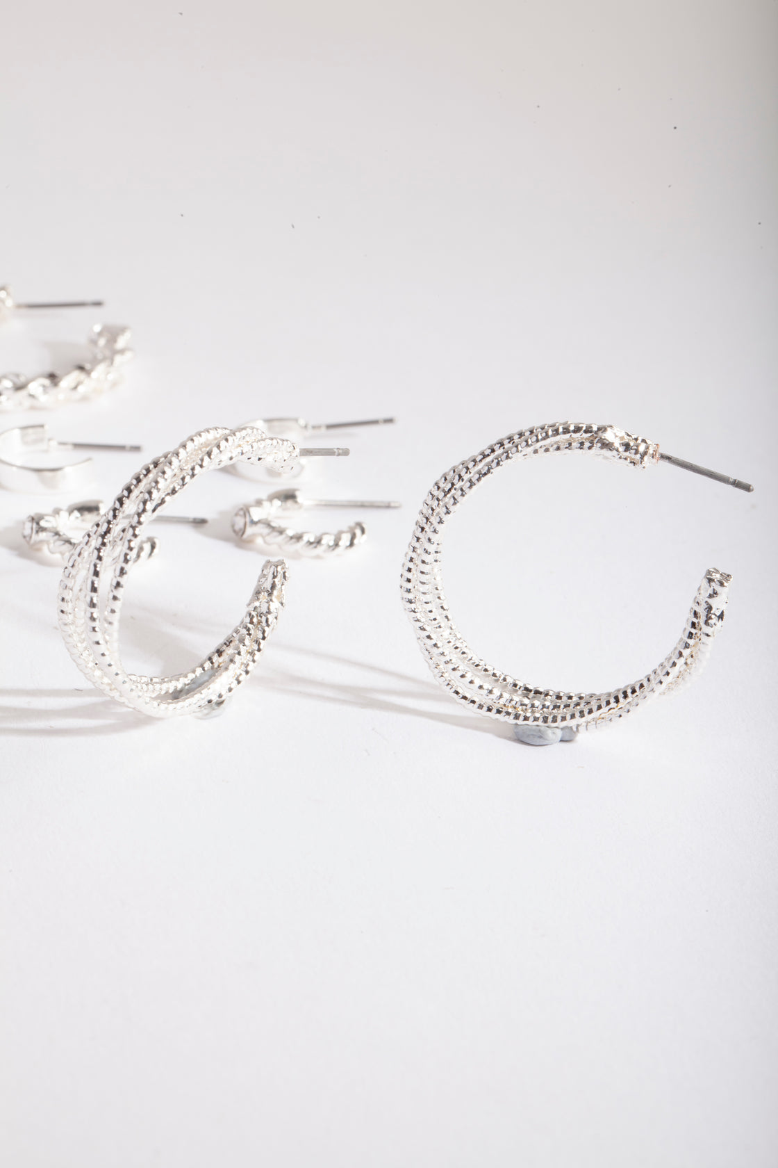 Silver Multi Twist Hoop Earring 6-Pack