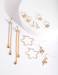 Gold Multi Star Earring 6-Pack - link has visual effect only