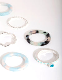 Silver Blue Marble Ring 9-Pack - link has visual effect only