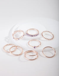 Rose Gold Purple Diamante Ring 8-Pack - link has visual effect only