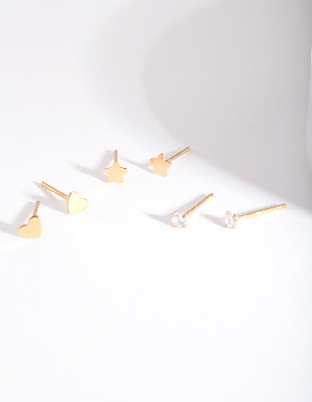 Gold Plated Sterling Silver Star & Heart Stud Earring Pack