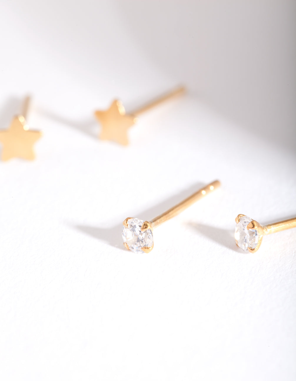 Gold Plated Sterling Silver Star & Heart Stud Earring Pack