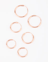 Rose Gold Plated Sterling Silver Plain Hoop Earring Pack - link has visual effect only