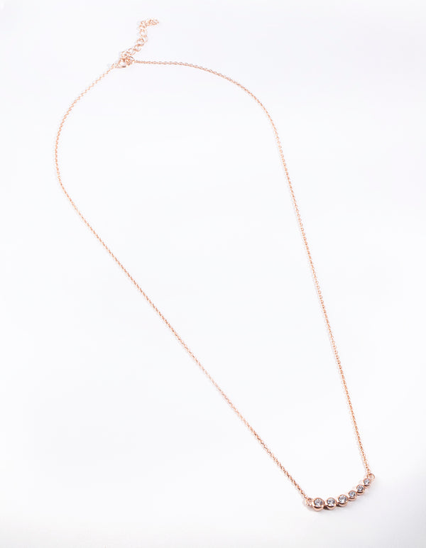 Rose Gold Plated Sterling Silver Cubic Zirconia Smile Necklace