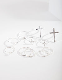 Silver Diamante Cross Ring - link has visual effect only