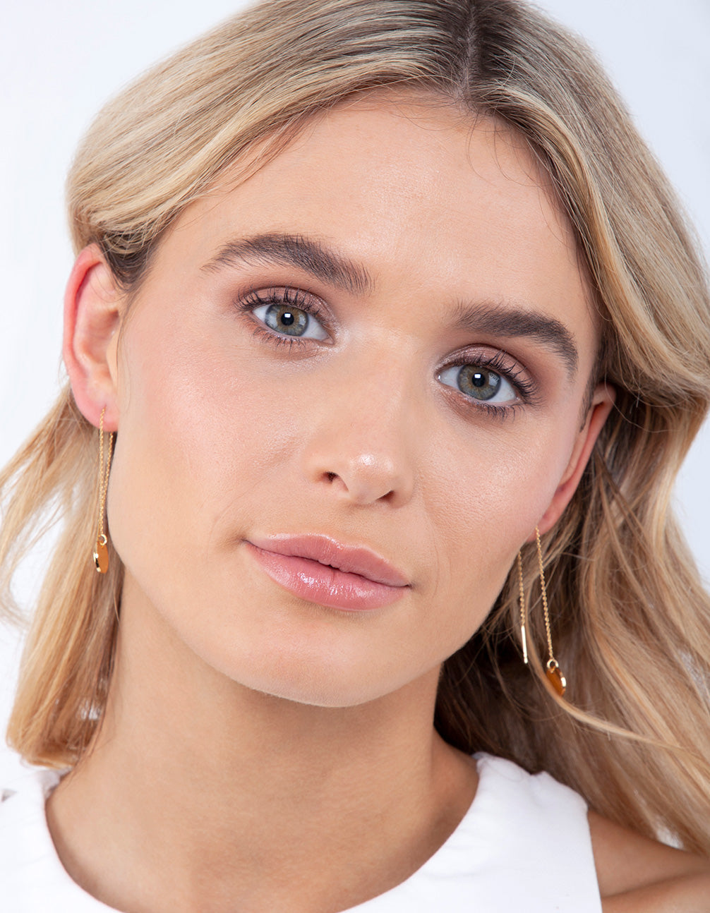 Gold Plated Plain Disc Thread Through Earrings