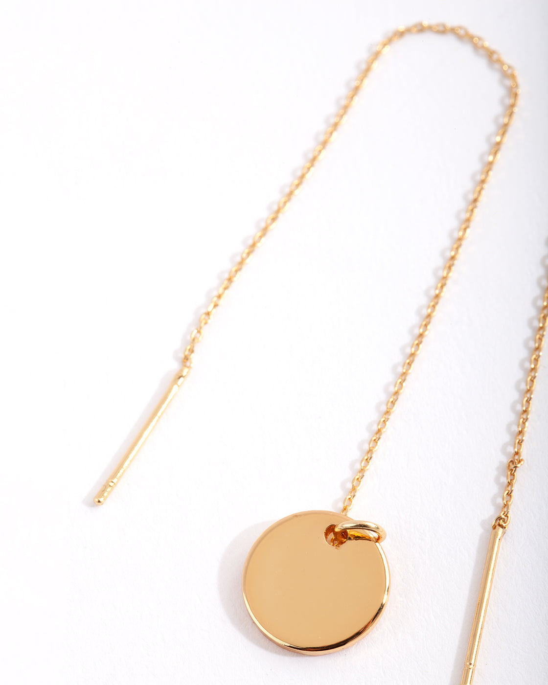 Gold Plated Plain Disc Thread Through Earrings