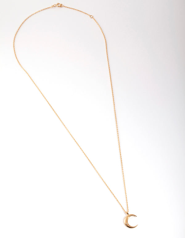 Gold Plated Sterling Silver Crescent Moon Necklace
