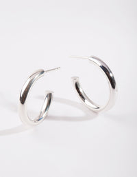 Sterling Silver Thick Open Hoop Earrings - link has visual effect only