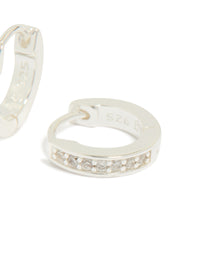 Sterling Silver Cubic Zirconia Huggie Earrings - link has visual effect only