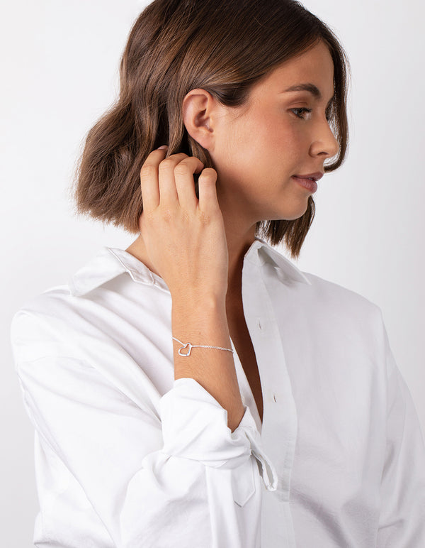 Sterling Silver Open Heart Bracelet