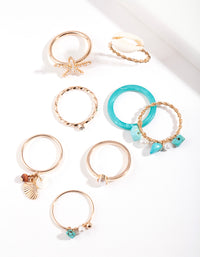 Gold Turquoise Sea Ring 8-Pack - link has visual effect only