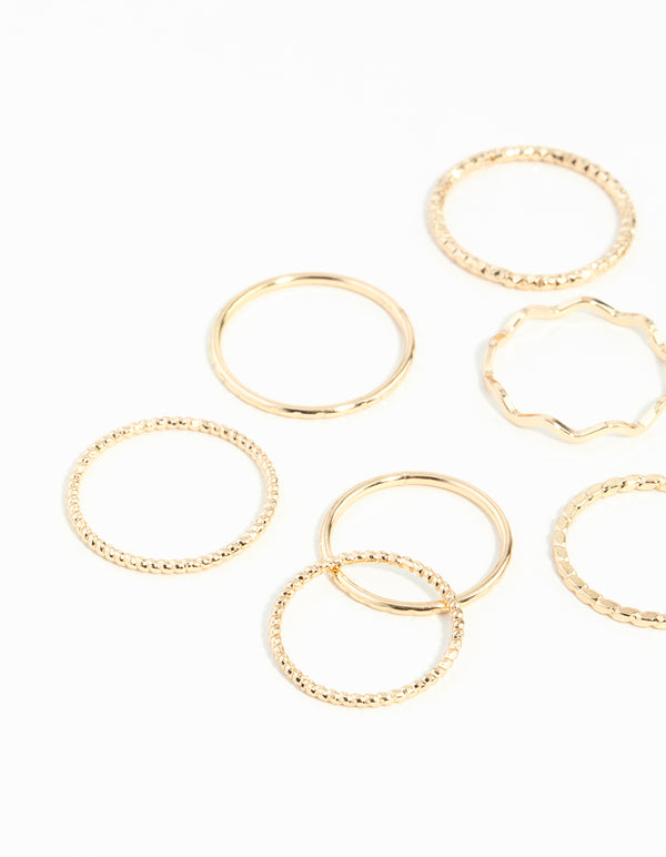 Gold Textured Mixed Size Ring 12-Pack