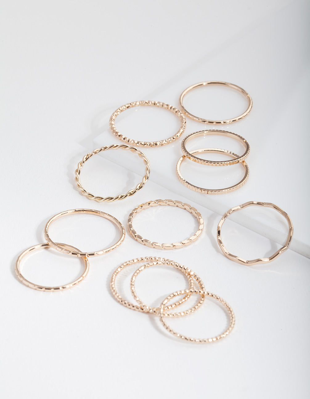 Gold Textured Mixed Size Ring 12-Pack