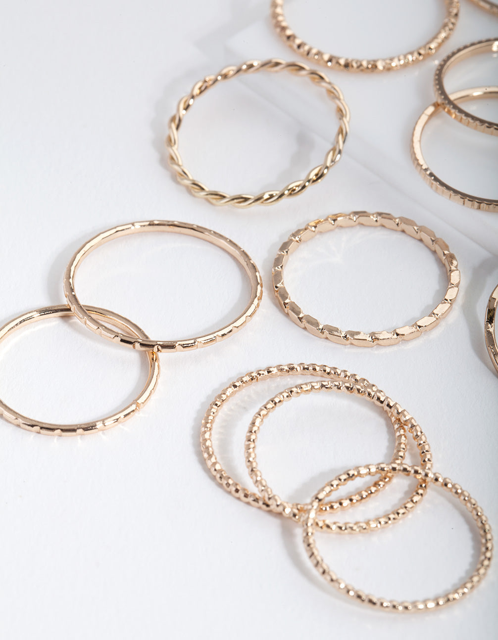 Gold Textured Mixed Size Ring 12-Pack