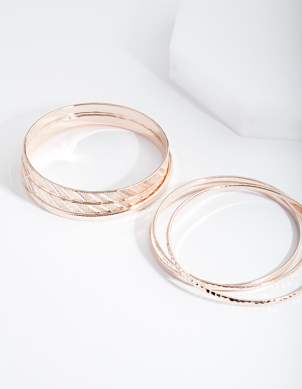 Rose Gold Textured Strip Bangle 6-Pack