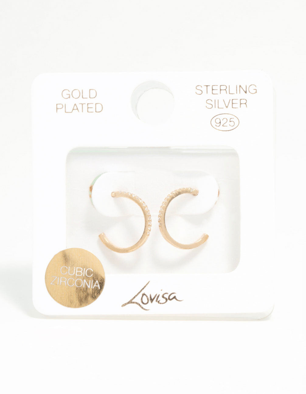 Gold Plated Sterling Silver Cubic Zirconia Circle Stud Earrings