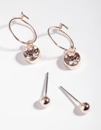 Rose Gold Mini Hoop Earring Pack - link has visual effect only