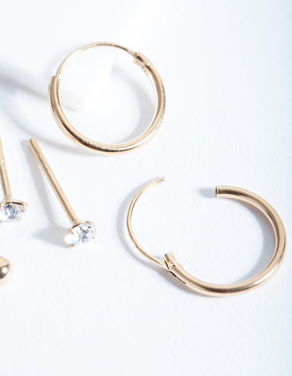 Gold Plated Sterling Silver Classic Earring Pack
