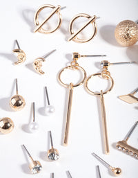 Gold Mixed Bar Earring 12-Pack - link has visual effect only