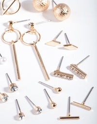 Gold Mixed Bar Earring 12-Pack - link has visual effect only